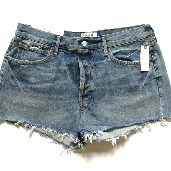 NWT AGOLDE Parker Vintage Cut Off Jean Denim Shorts Womens 31 Blue Organic NEW